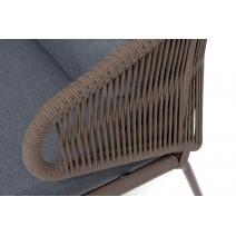  "Милан" диван 2-местный плетеный из роупа, каркас алюминий коричневый (RAL8016) муар, роуп коричневый круглый, ткань темно-серая 027, фото 2 