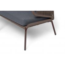  "Милан" диван 2-местный плетеный из роупа, каркас алюминий коричневый (RAL8016) муар, роуп коричневый круглый, ткань темно-серая 027, фото 3 