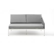  "Канны" левый модуль плетеный из роупа, каркас алюминий белый муар, роуп светло-серый круглый, ткань светло-серая, фото 2 