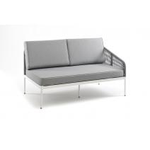  "Канны" левый модуль плетеный из роупа, каркас алюминий белый муар, роуп светло-серый круглый, ткань светло-серая, фото 3 