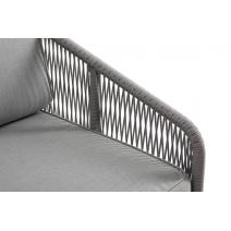  "Канны" левый модуль плетеный из роупа, каркас алюминий белый муар, роуп светло-серый круглый, ткань светло-серая, фото 4 