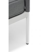  "Канны" левый модуль плетеный из роупа, каркас алюминий белый муар, роуп светло-серый круглый, ткань светло-серая, фото 6 