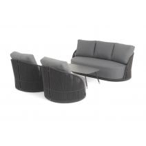  "Монтелла" лаунж-зона 5-местная плетеная из роупа (веревки), каркас алюминиевый темно-серый, роуп темно-серый, фото 4 