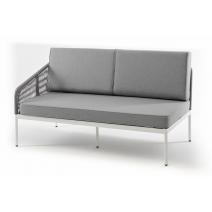  "Канны" правый модуль плетеный из роупа, каркас алюминий белый муар, роуп светло-серый круглый, ткань светло-серая, фото 1 