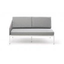  "Канны" правый модуль плетеный из роупа, каркас алюминий белый муар, роуп светло-серый круглый, ткань светло-серая, фото 2 