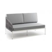  "Канны" правый модуль плетеный из роупа, каркас алюминий белый муар, роуп светло-серый круглый, ткань светло-серая, фото 3 