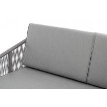  "Канны" правый модуль плетеный из роупа, каркас алюминий белый муар, роуп светло-серый круглый, ткань светло-серая, фото 4 