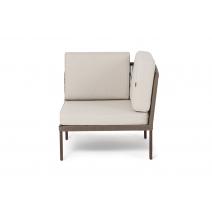  "Канны" угловой модуль плетеный из роупа, каркас алюминий коричневый (RAL8016) муар, роуп коричневый круглый, ткань бежевая 15052, фото 2 