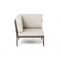  "Канны" угловой модуль плетеный из роупа, каркас алюминий коричневый (RAL8016) муар, роуп коричневый круглый, ткань бежевая 15052, фото 4 