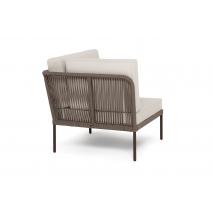  "Канны" угловой модуль плетеный из роупа, каркас алюминий коричневый (RAL8016) муар, роуп коричневый круглый, ткань бежевая 15052, фото 5 