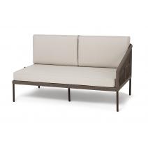  "Канны" левый модуль плетеный из роупа, каркас алюминий коричневый (RAL8016) муар, роуп коричневый круглый, ткань бежевая 15052, фото 1 