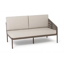  "Канны" левый модуль плетеный из роупа, каркас алюминий коричневый (RAL8016) муар, роуп коричневый круглый, ткань бежевая 15052, фото 3 