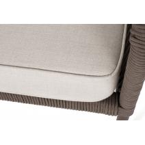  "Канны" левый модуль плетеный из роупа, каркас алюминий коричневый (RAL8016) муар, роуп коричневый круглый, ткань бежевая 15052, фото 6 