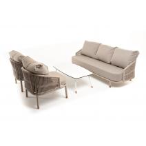  "Верона" лаунж-зона 5-местная плетеная из роупа (веревки), каркас алюминиевый белый, роуп бежевый, фото 57 