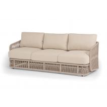  "Альбано" диван 3-местный плетеный из роупа, каркас алюминий светло-серый (RAL7035) муар, роуп бежевый круглый, ткань Mossle светло-бежевая, фото 1 