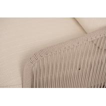  "Альбано" диван 3-местный плетеный из роупа, каркас алюминий светло-серый (RAL7035) муар, роуп бежевый круглый, ткань Mossle светло-бежевая, фото 2 