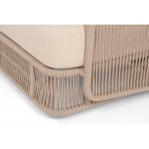  "Альбано" диван 3-местный плетеный из роупа, каркас алюминий светло-серый (RAL7035) муар, роуп бежевый круглый, ткань Mossle светло-бежевая, фото 3 