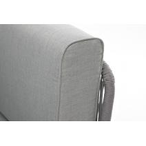  "Канны" угловой модуль плетеный из роупа, каркас алюминий белый муар, роуп светло-серый круглый, ткань светло-серая, фото 4 