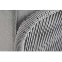  "Канны" угловой модуль плетеный из роупа, каркас алюминий белый муар, роуп светло-серый круглый, ткань светло-серая, фото 5 