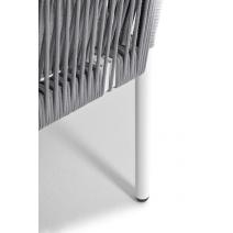  "Канны" угловой модуль плетеный из роупа, каркас алюминий белый муар, роуп светло-серый круглый, ткань светло-серая, фото 7 