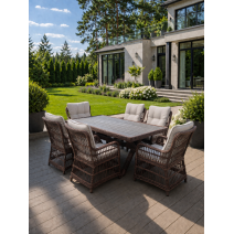  Обеденный комплект ISABELLA из искусственного ротанга (коричневый), фото 1 