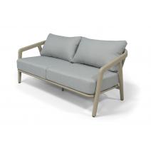  "Брюссель" диван двухместный из искусственного ротанга, цвет серый, каркас под дерево (холодно-бежевый), фото 1 