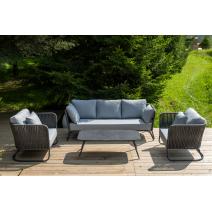  "Багамы" лаунж-зона 5-местная плетеная из роупа (веревки), каркас алюминиевый темно-серый, роуп серый, фото 2 