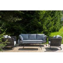  "Багамы" лаунж-зона 5-местная плетеная из роупа (веревки), каркас алюминиевый темно-серый, роуп серый, фото 4 