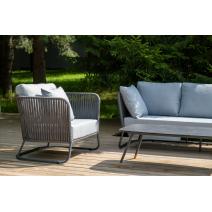  "Багамы" лаунж-зона 5-местная плетеная из роупа (веревки), каркас алюминиевый темно-серый, роуп серый, фото 6 