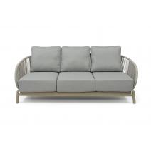  "Прато" диван трехместный из искусственного ротанга, цвет светло-серый, каркас под дерево (холодно-бежевый), фото 2 