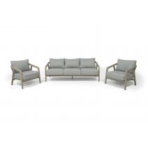  "Брюссель" лаунж-зона из искусственного ротанга, цвет серый, каркас под дерево (холодно-бежевый), фото 2 