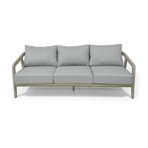  "Брюссель" диван трехместный из искусственного ротанга, цвет серый, каркас под дерево (холодно-бежевый), фото 2 