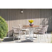  "Диего" обеденный стол из HPL круглый Ø100см, цвет "дуб", каркас белый, фото 6 