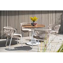  "Диего" обеденный стол из HPL круглый Ø100см, цвет "дуб", каркас белый, фото 10 