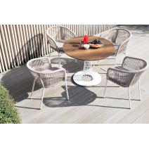  "Диего" обеденный стол из HPL круглый Ø100см, цвет "дуб", каркас белый, фото 14 