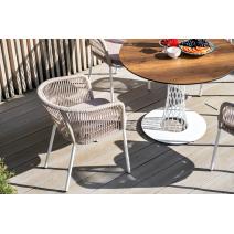  "Диего" обеденный стол из HPL круглый Ø100см, цвет "дуб", каркас белый, фото 15 