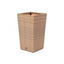 "Капучино" кашпо для цветов плетеное из искусственного ротанга, цвет соломенный, фото 1 