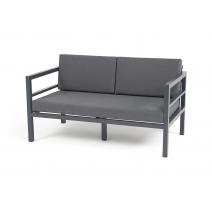  "Эстелья" диван 2-местный, каркас алюминий темно-серый (RAL7024) муар, ткань темно-серая 027, фото 1 