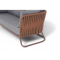  "Багамы" диван 3-местный плетеный из роупа, каркас алюминий бежево-серый (RAL7006) муар, роуп серо-коричневый 23мм, ткань светло-серая, фото 6 