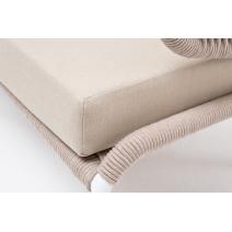  "Милан" диван 3-местный плетеный из роупа, каркас алюминий белый муар, роуп бежевый круглый, ткань бежевая 15052, фото 6 