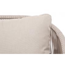  "Милан" диван 3-местный плетеный из роупа, каркас алюминий белый муар, роуп бежевый круглый, ткань бежевая 15052, фото 7 