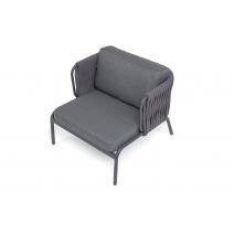  "Ронда" кресло плетеное из роупа, каркас алюминий темно-серый (RAL7024) муар, роуп серый 40 мм tex, ткань темно-серая 027, фото 4 