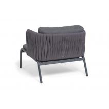  "Ронда" кресло плетеное из роупа, каркас алюминий темно-серый (RAL7024) муар, роуп серый 40 мм tex, ткань темно-серая 027, фото 5 