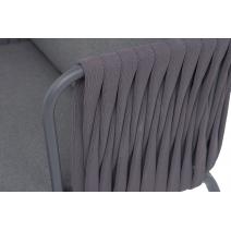  "Ронда" кресло плетеное из роупа, каркас алюминий темно-серый (RAL7024) муар, роуп серый 40 мм tex, ткань темно-серая 027, фото 6 