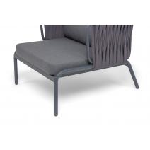  "Ронда" кресло плетеное из роупа, каркас алюминий темно-серый (RAL7024) муар, роуп серый 40 мм tex, ткань темно-серая 027, фото 7 