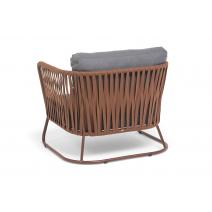  "Багамы" кресло плетеное из роупа, каркас алюминий коричневый (RAL8016) муар, роуп BZ23-ED31, ткань темно-серая 027, фото 5 