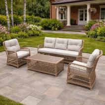  Лаунж-зона ALBERT из круглого искусственного ротанга (соломенный), фото 1 