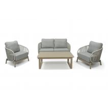  "Прато" лаунж-зона из искусственного ротанга на 4 персоны, цвет светло-серый, фото 1 