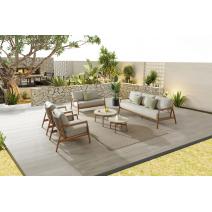  "Андорра" лаунж-зона 7-местная плетеная из роупа, цвет светло-серый, каркас под дерево, фото 1 