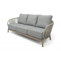  "Прато" диван 3-местный плетеный из роупа, цвет светло-серый, каркас под дерево (холодно-бежевый), фото 1 